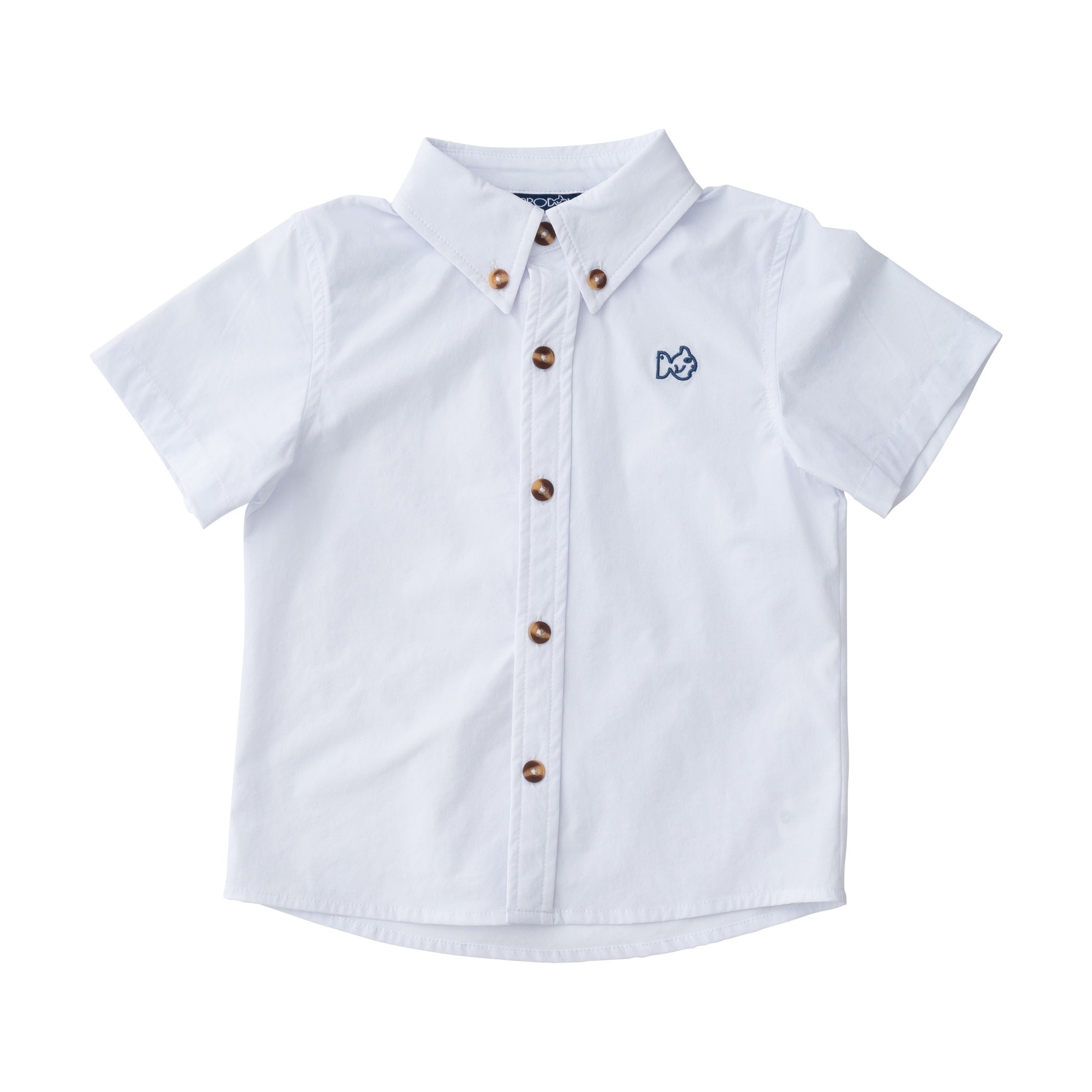 Chemise de pêche à manches courtes pour garçons en blanc uni éclatant