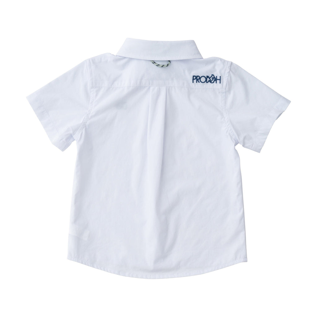 Chemise de pêche à manches courtes pour garçons en blanc uni éclatant
