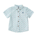 Chemise de pêche à manches courtes pour garçons, imprimé palmiers sur fond blanc