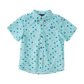 Chemise de pêche à manches courtes pour garçons, imprimé pavillons nautiques sur fond vert pâle