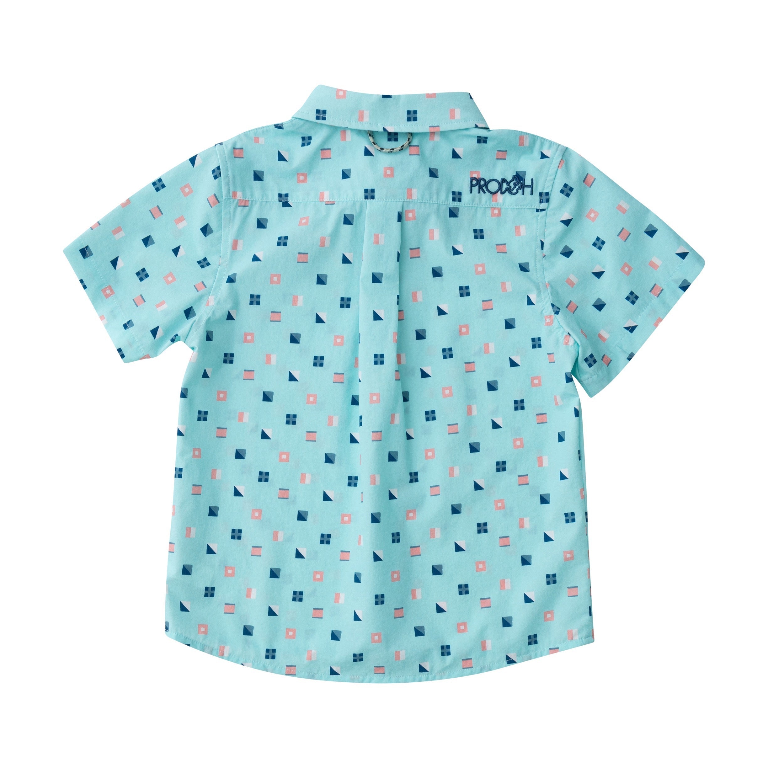 Chemise de pêche à manches courtes pour garçons, imprimé pavillons nautiques sur fond vert pâle