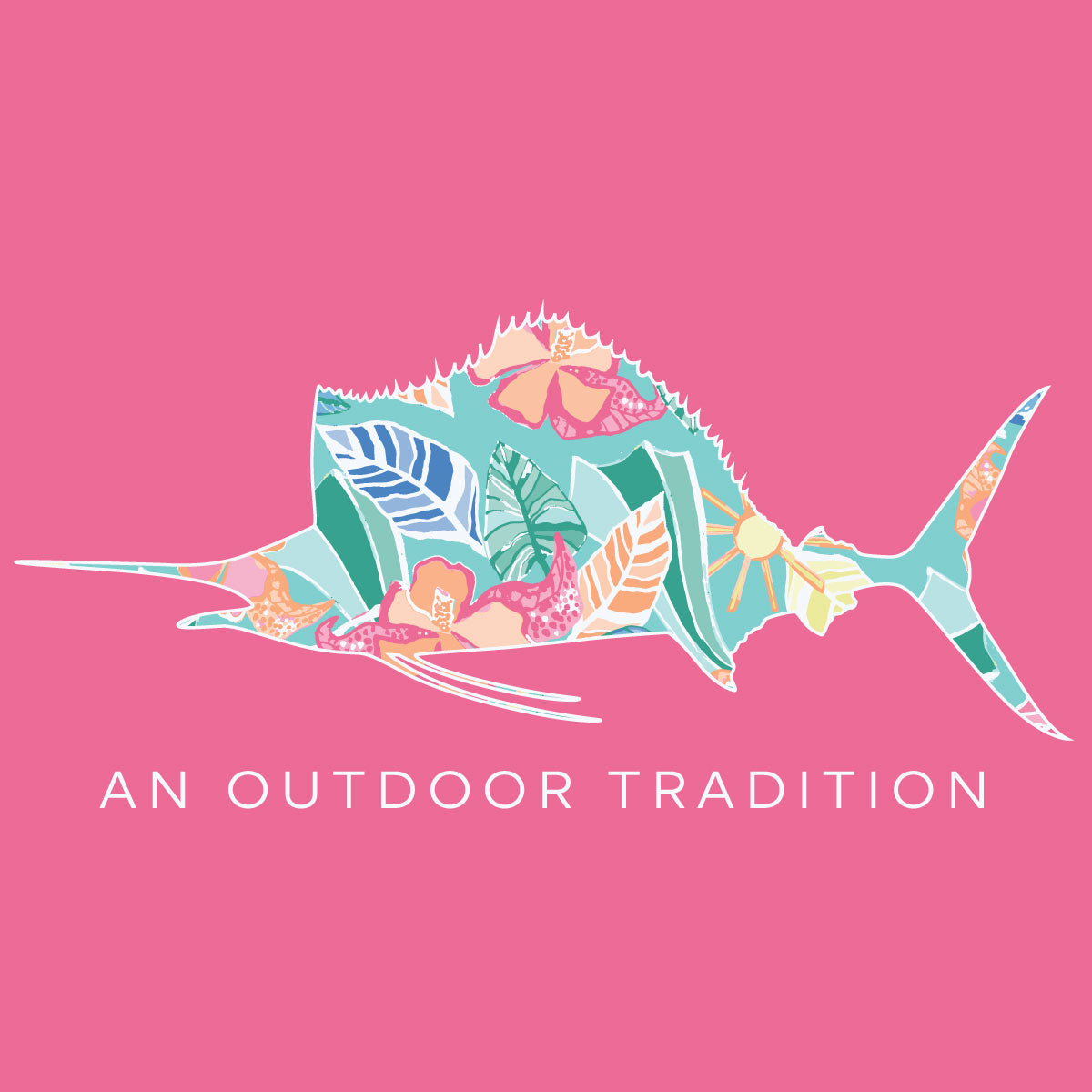 T-shirt à manches longues pour enfants Pro Performance – Motif marlin tropical
