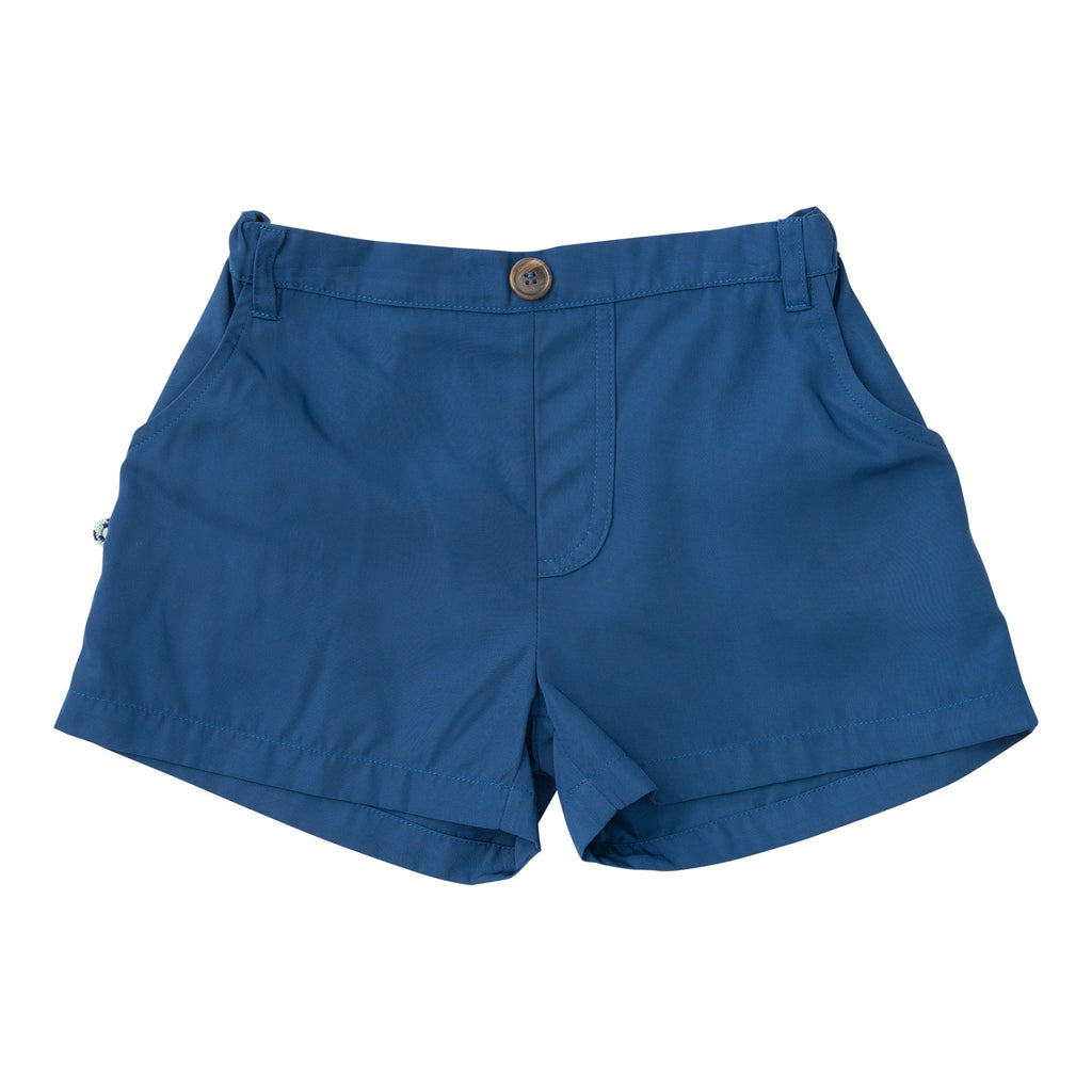 Short de pêche pour garçon, coloris bleu marine classique à délavage pivoine