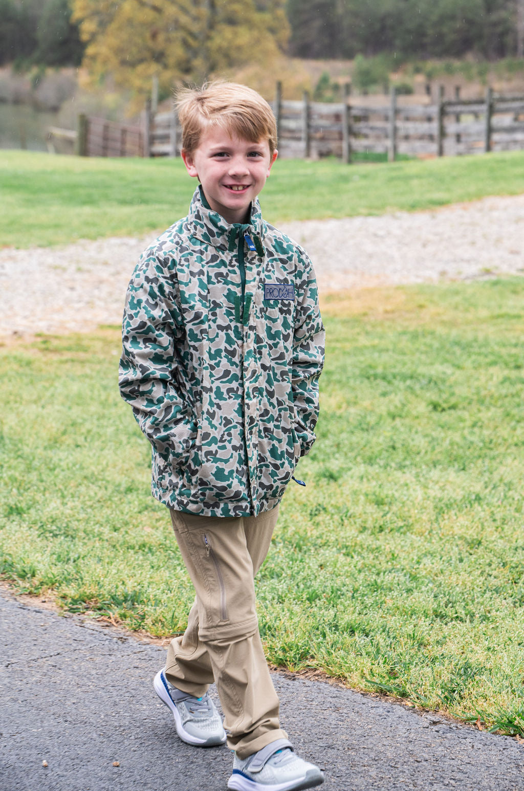 Veste de pluie réfléchissante pour garçons camouflage neutre