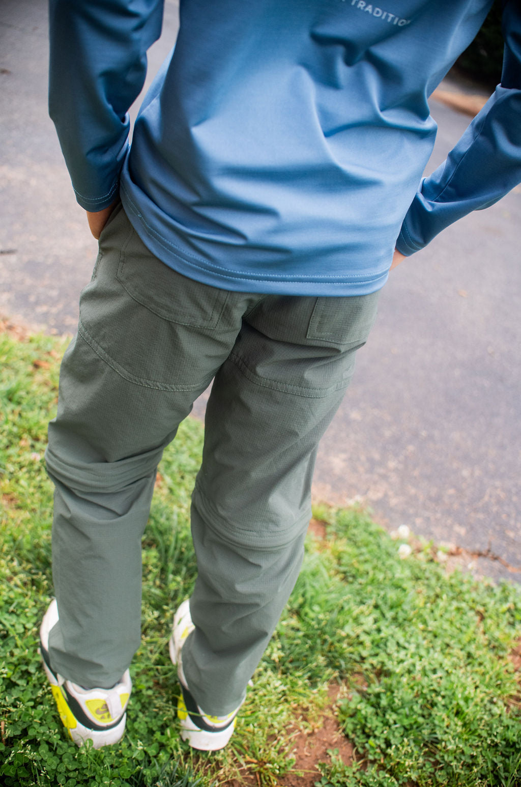 Pantalon cargo zippé pour garçons vert pêche