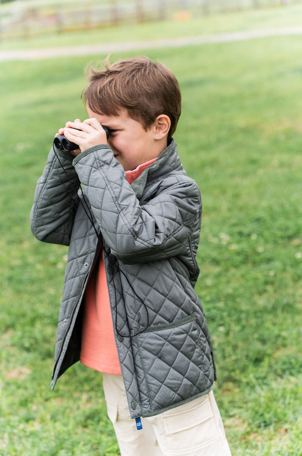 Veste matelassée pour enfant, couleur vert pêche à la mouche