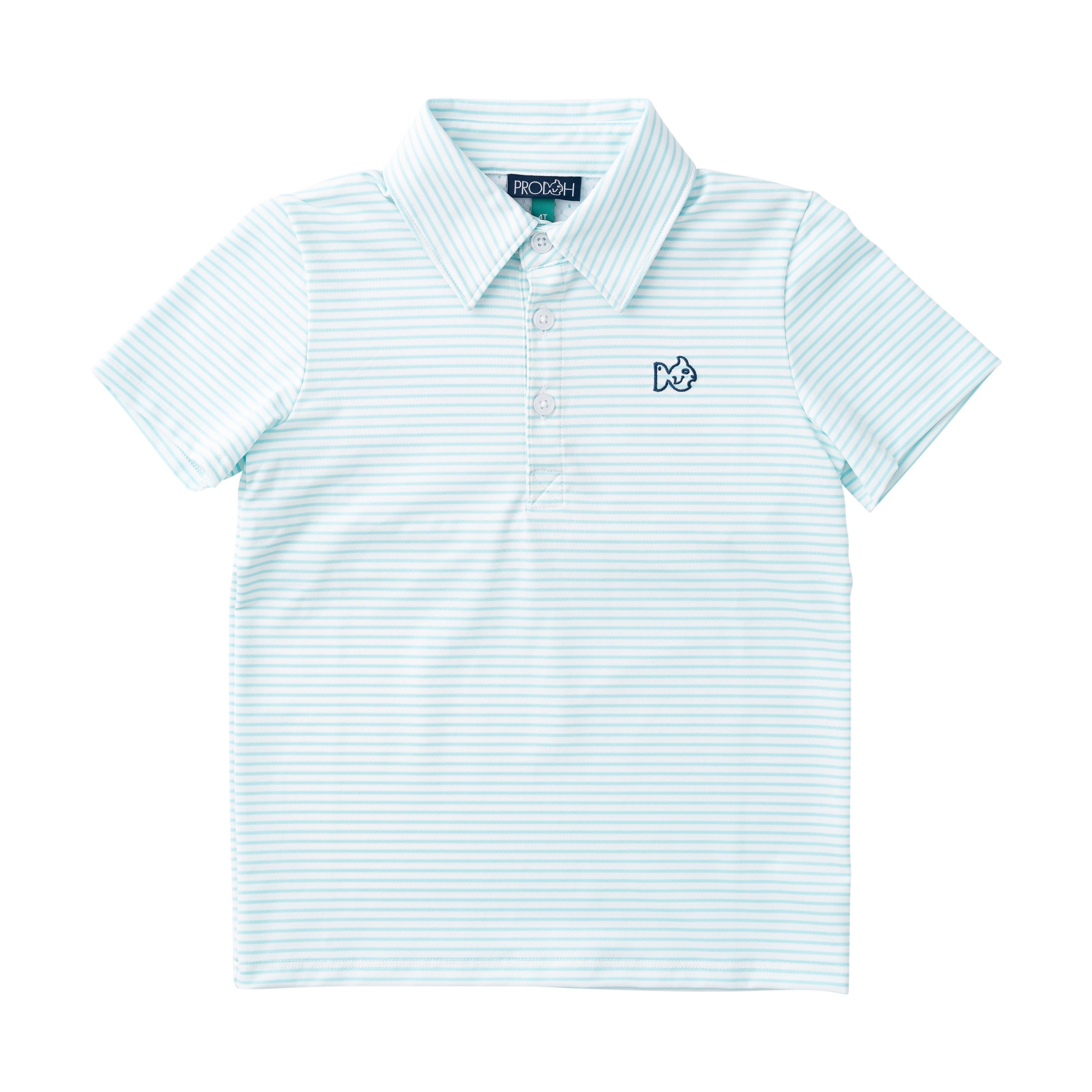Polo garçon à manches courtes Pro Performance – Rayures bleu Aruba