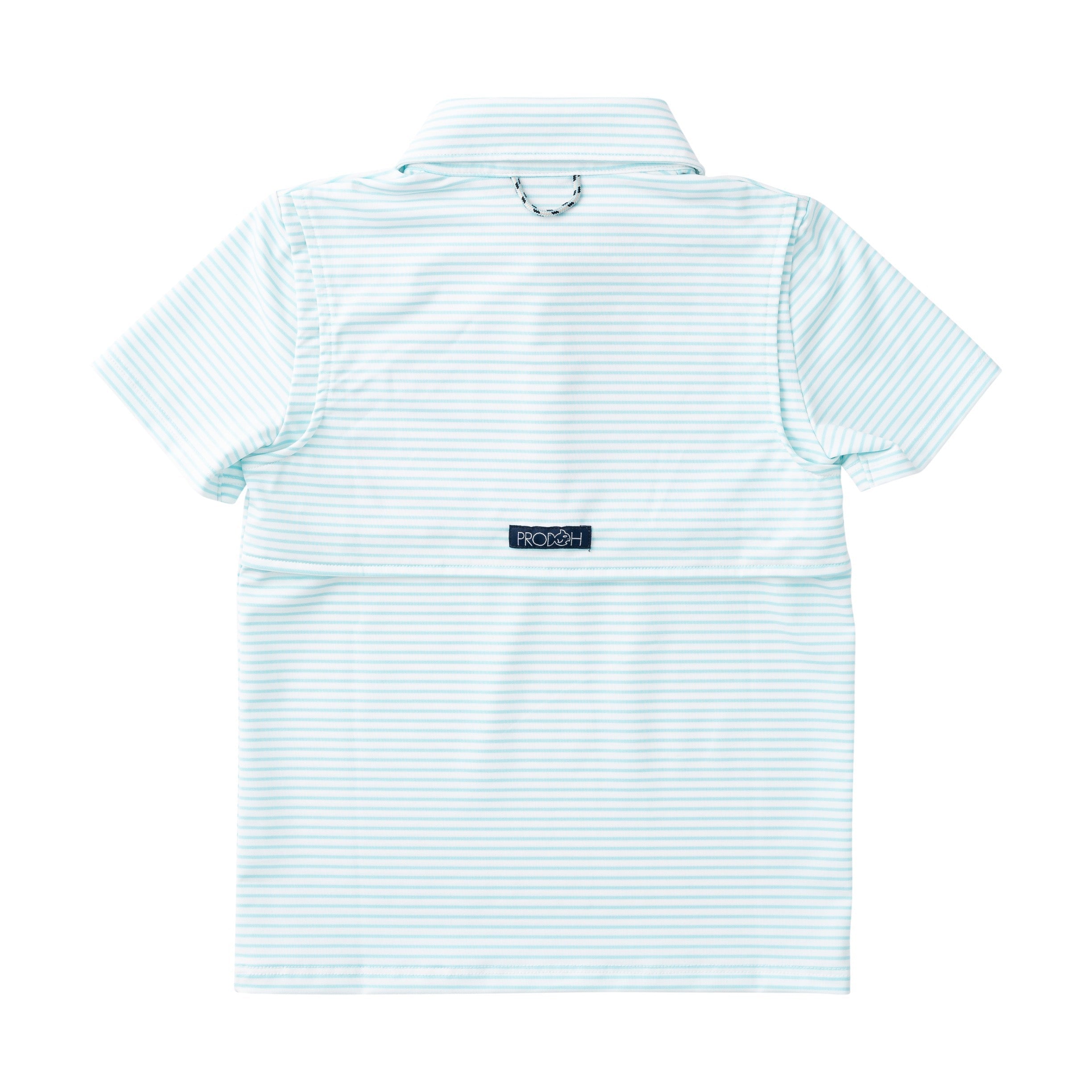 Polo garçon à manches courtes Pro Performance – Rayures bleu Aruba
