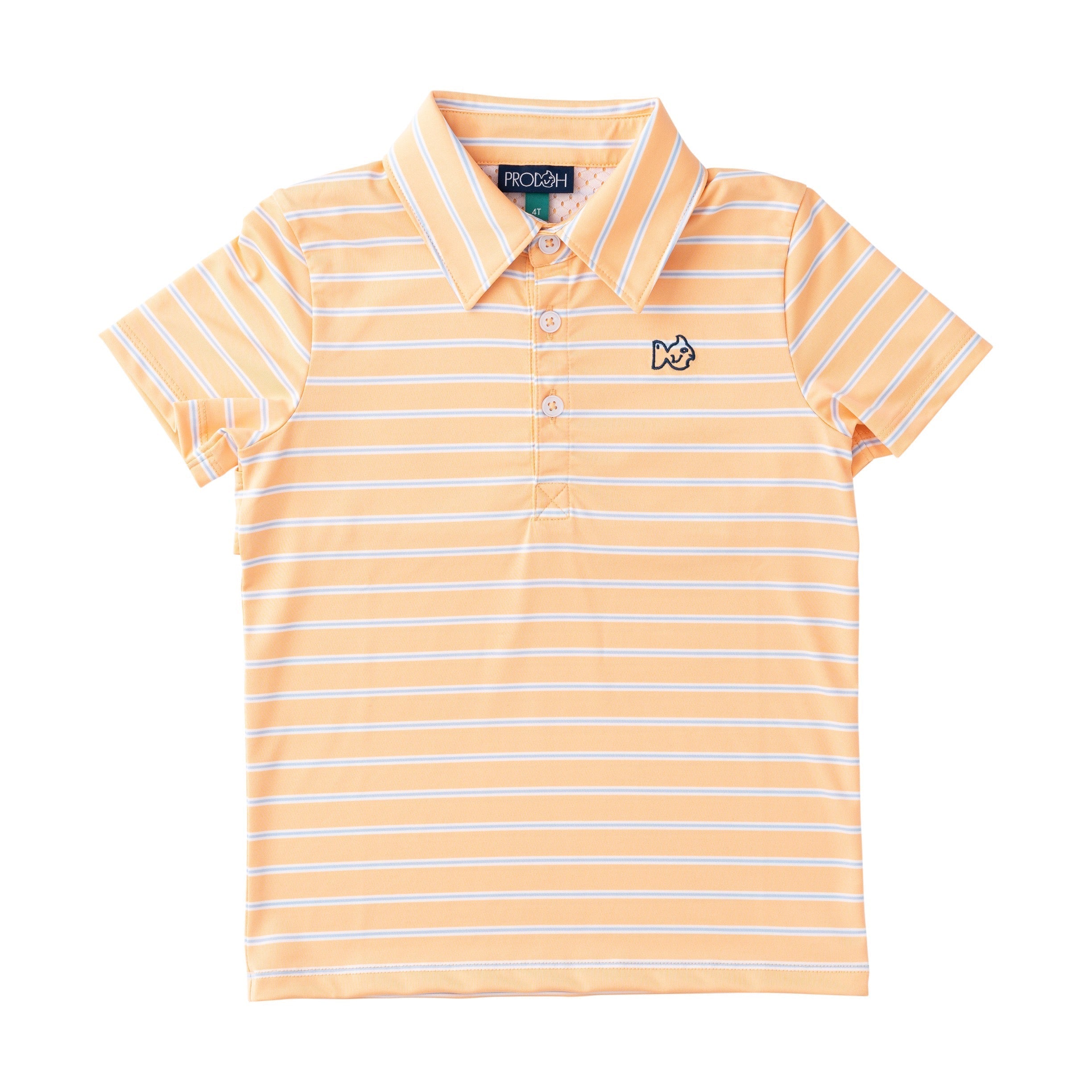 Polo de performance à manches courtes pour garçons - Rayures Chiffon Orange