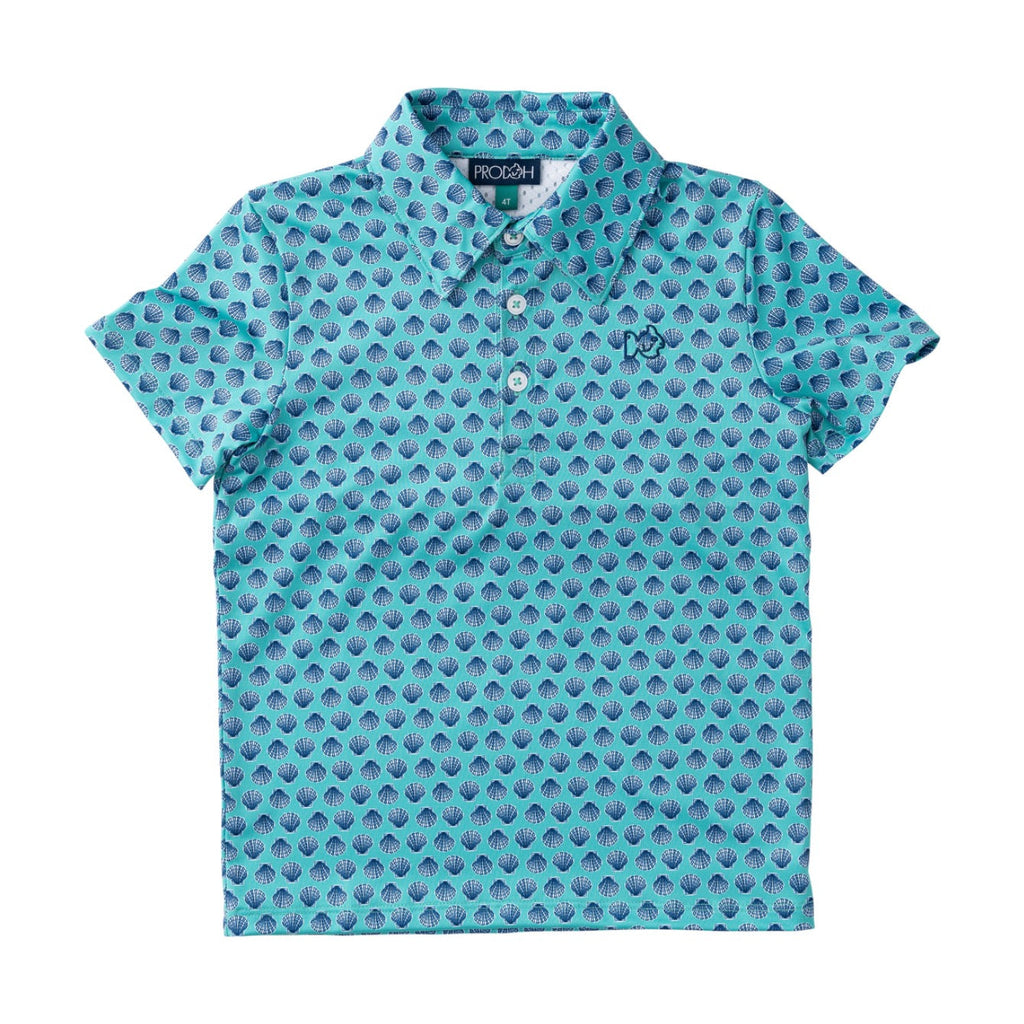 Polo à manches courtes Pro Performance pour garçons - Imprimé coquillage vert marine