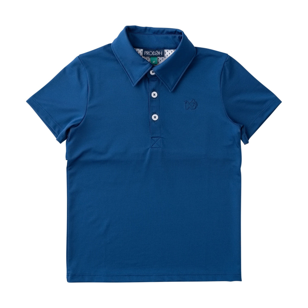Polo performance à manches courtes pour garçons - Bleu marine pivoine