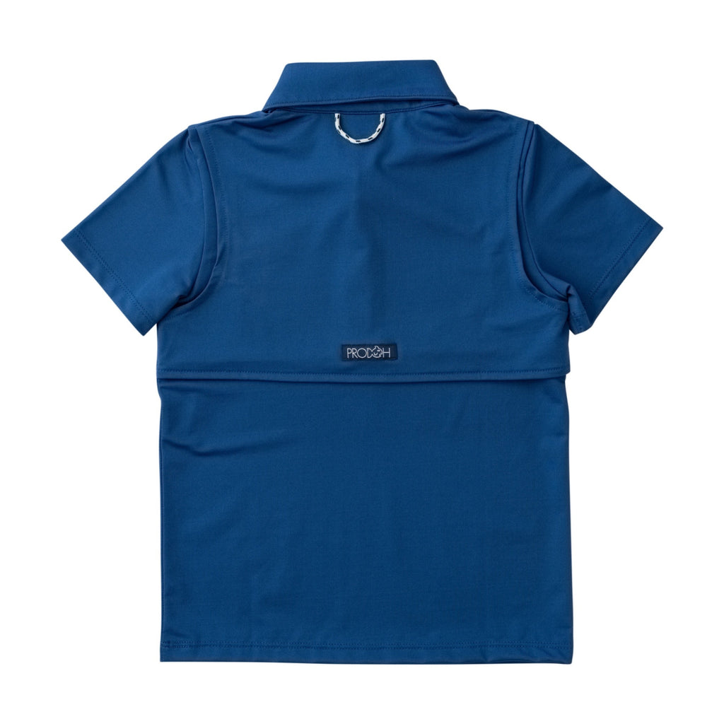 Polo performance à manches courtes pour garçons - Bleu marine pivoine
