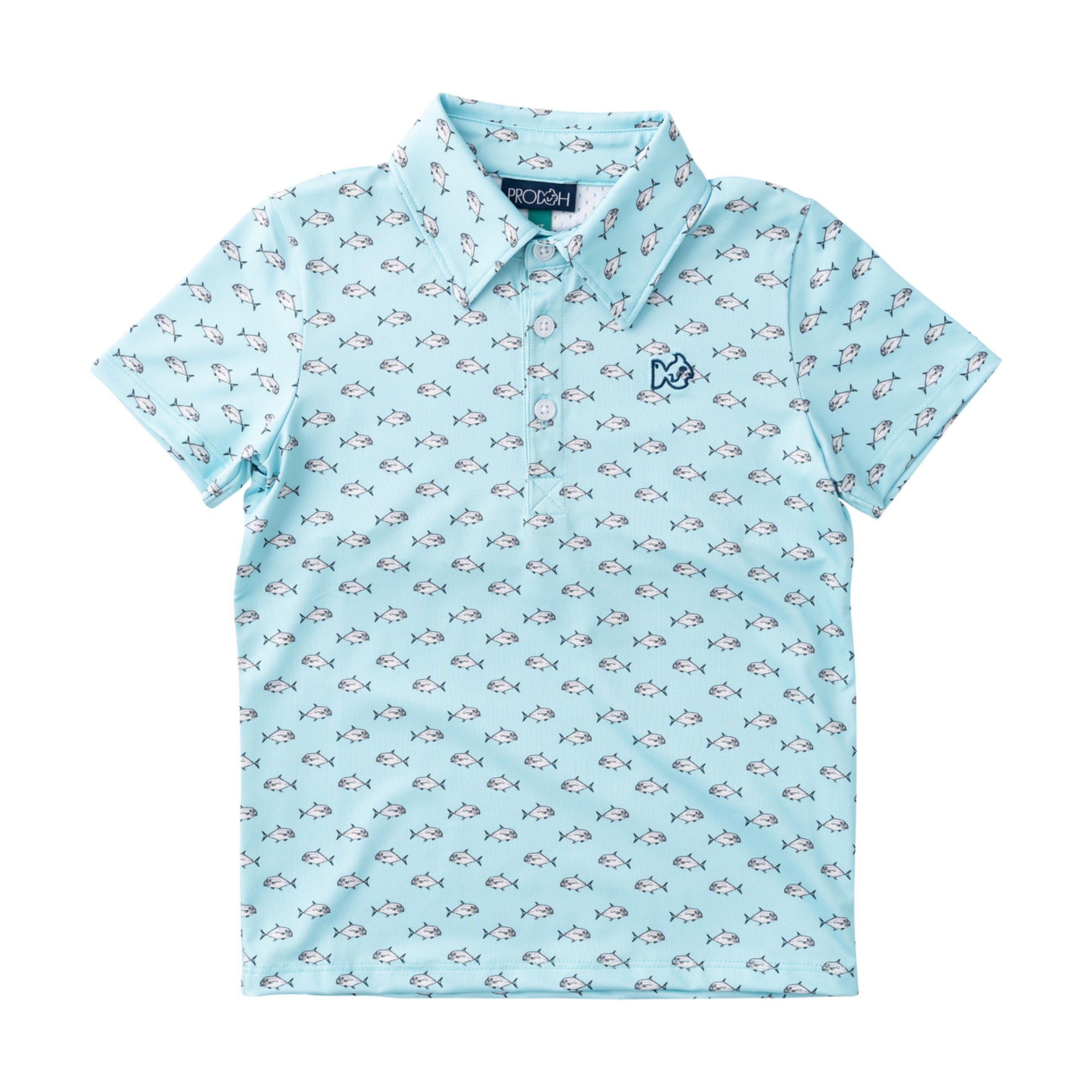 Polo Pro Performance à manches courtes pour garçons – Imprimé poisson Pompano africain