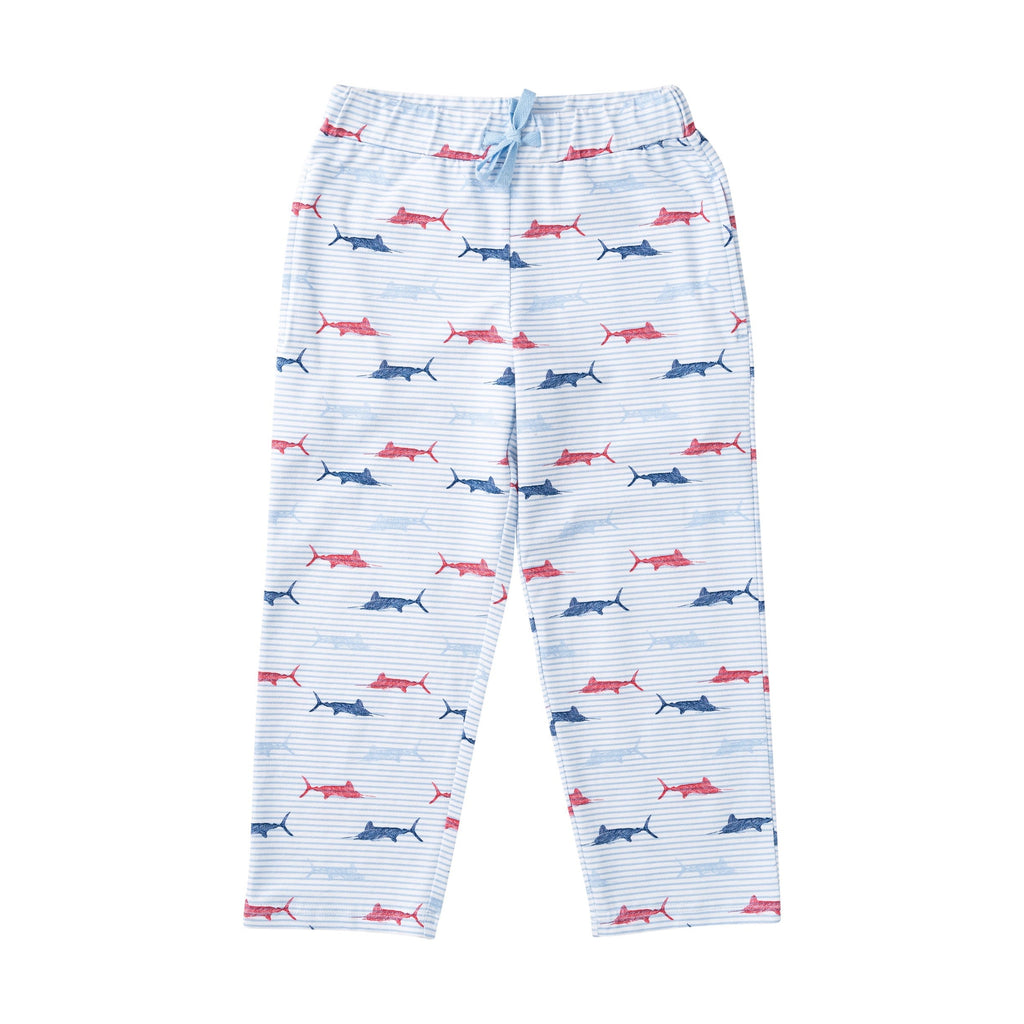 Pantalon de survêtement garçon – Motif poisson rayé bleu Windsurfer