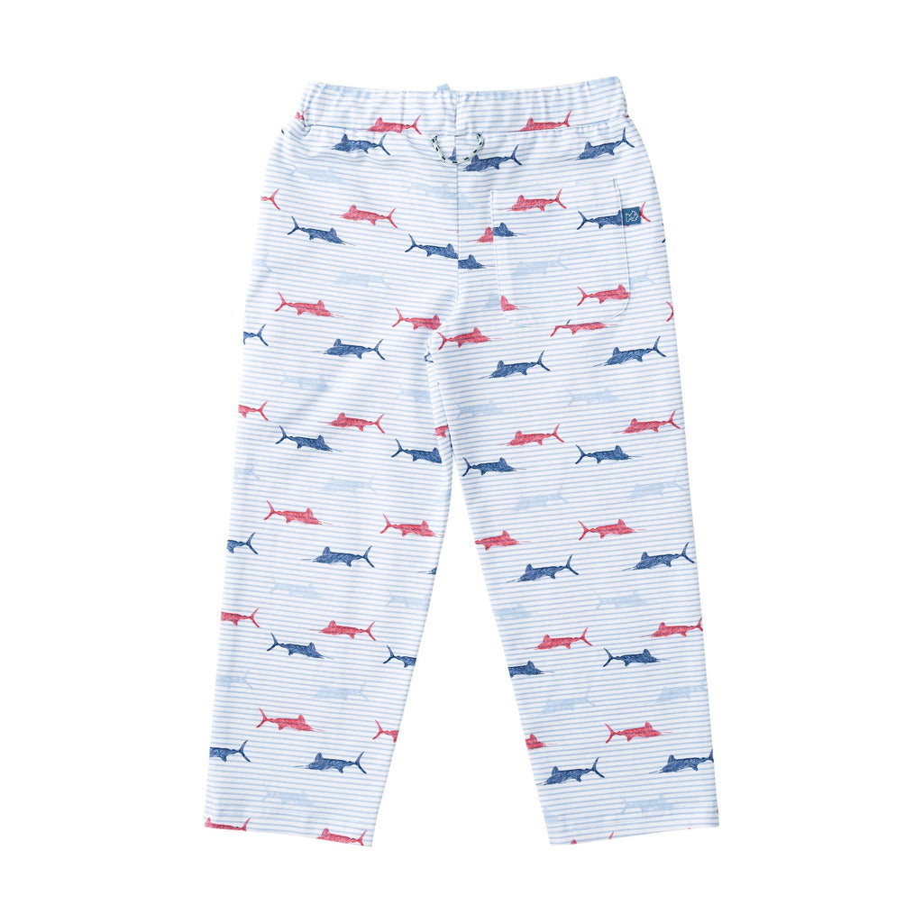 Pantalon de survêtement garçon – Motif poisson rayé bleu Windsurfer
