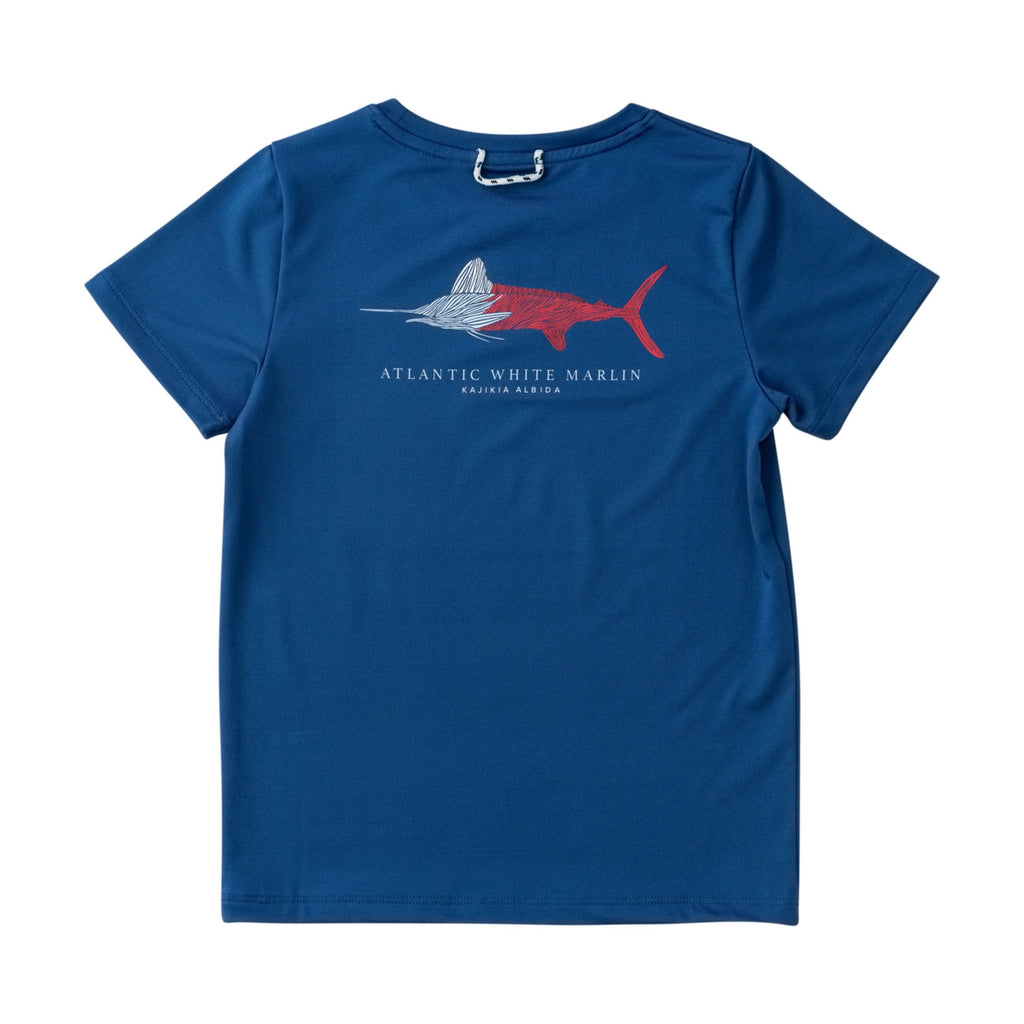 T-shirt à manches courtes Pro Performance pour enfant - Motif marlin blanc patriotique