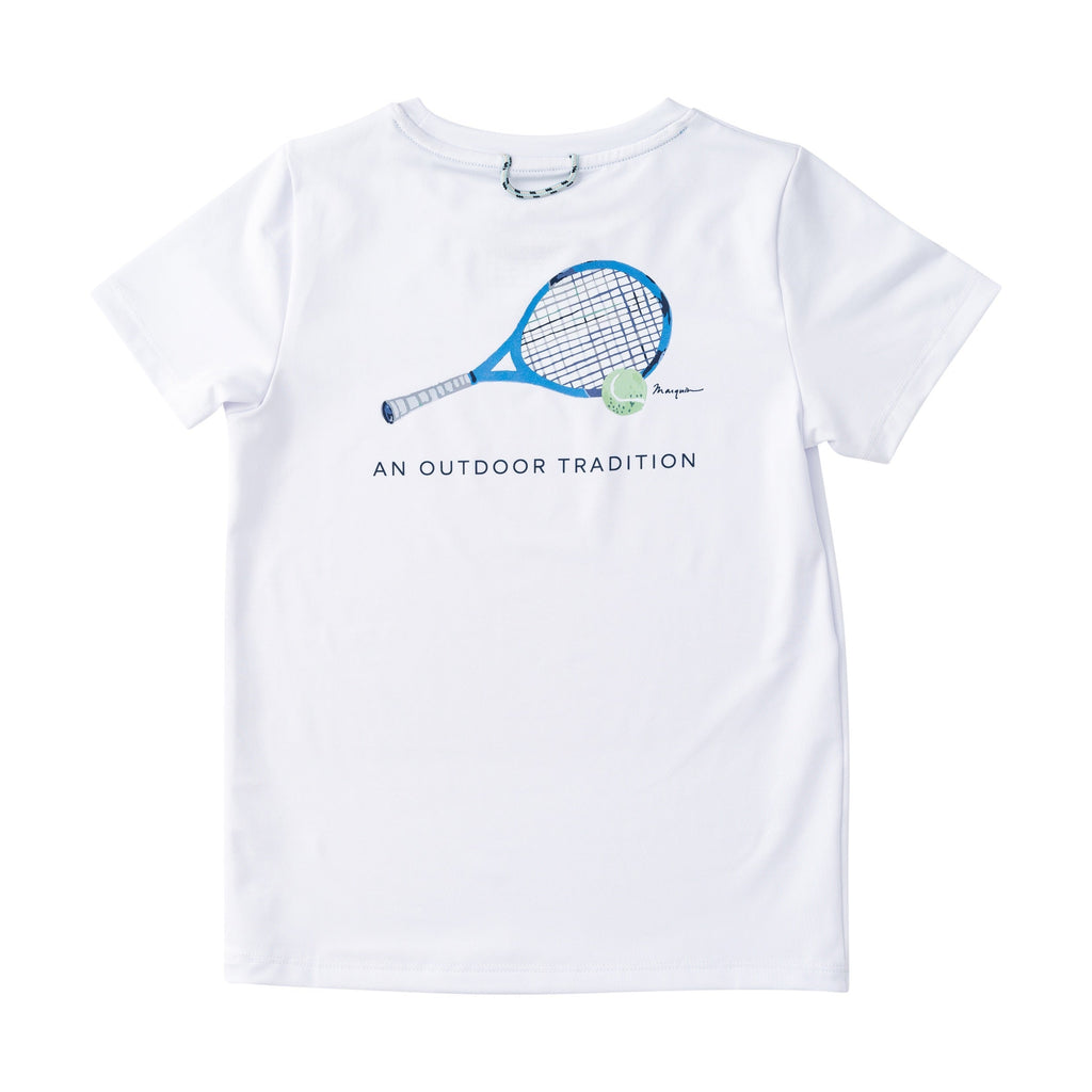 T-shirt de performance à manches courtes pour enfant – Motif raquette de tennis