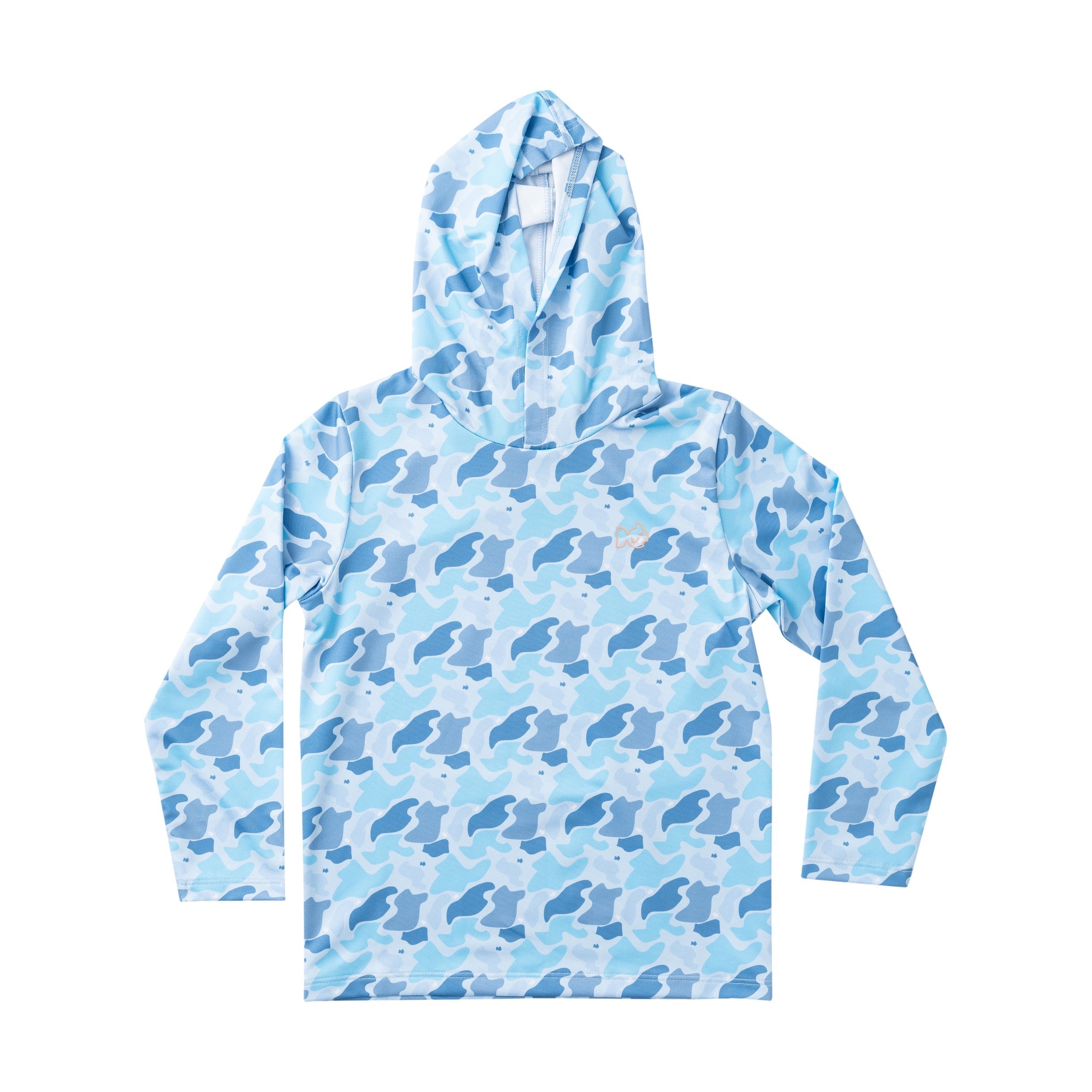 T-shirt à capuche pour enfant Pro Performance – Imprimé logo camouflage bleu