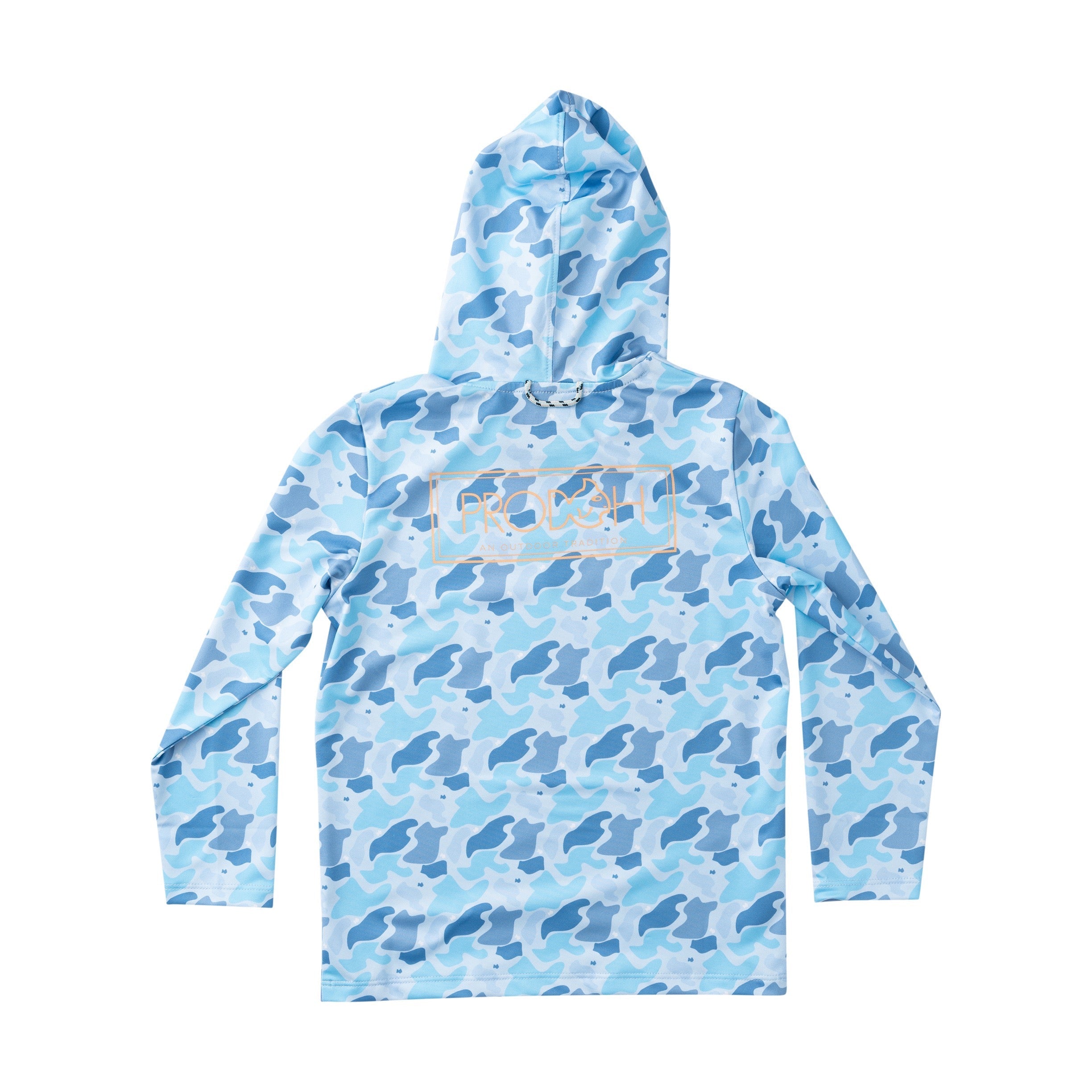 T-shirt à capuche pour enfant Pro Performance – Imprimé logo camouflage bleu