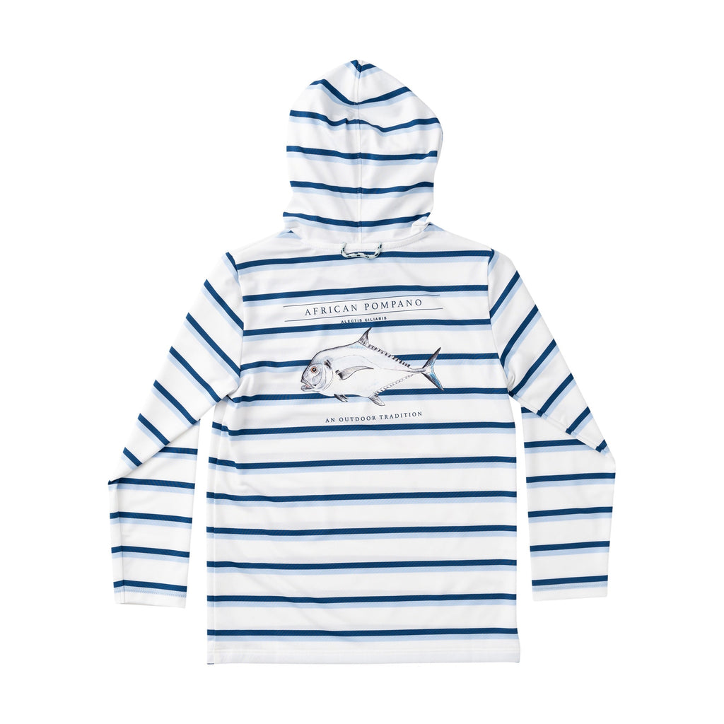 T-shirt à capuche haute performance pour enfant – Motif rayé African Pompano