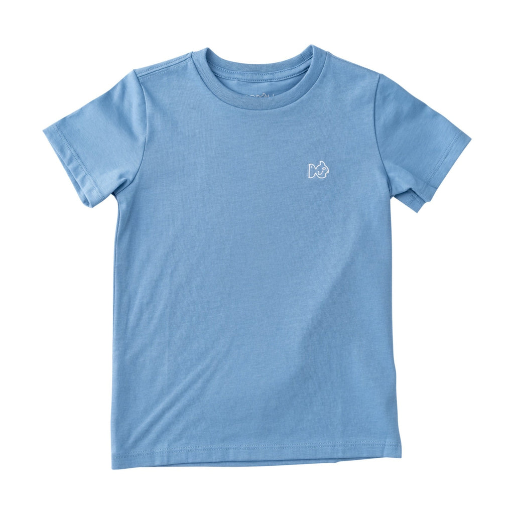 T-shirt Enfant Coton Manches Courtes – Bleu Cendré Uni