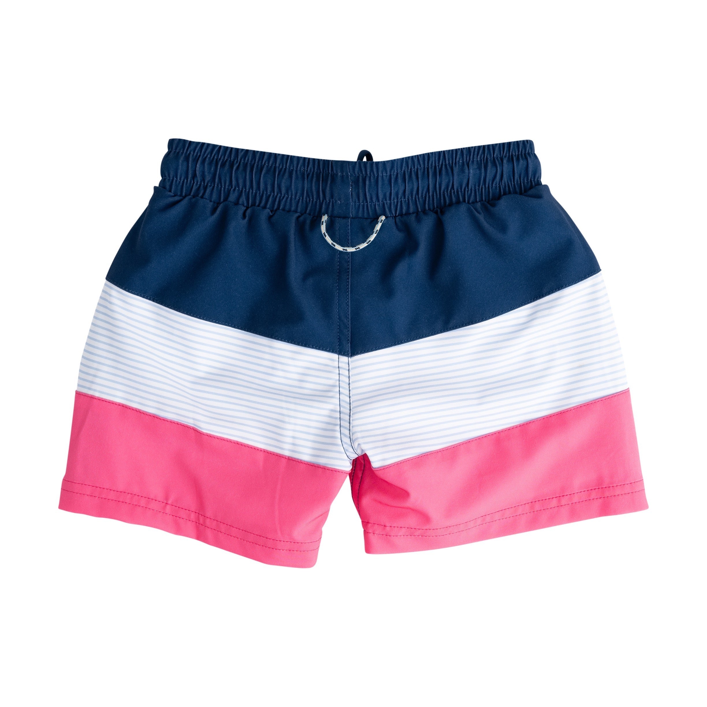 Maillot de bain garçon bicolore marine/blanc/rose