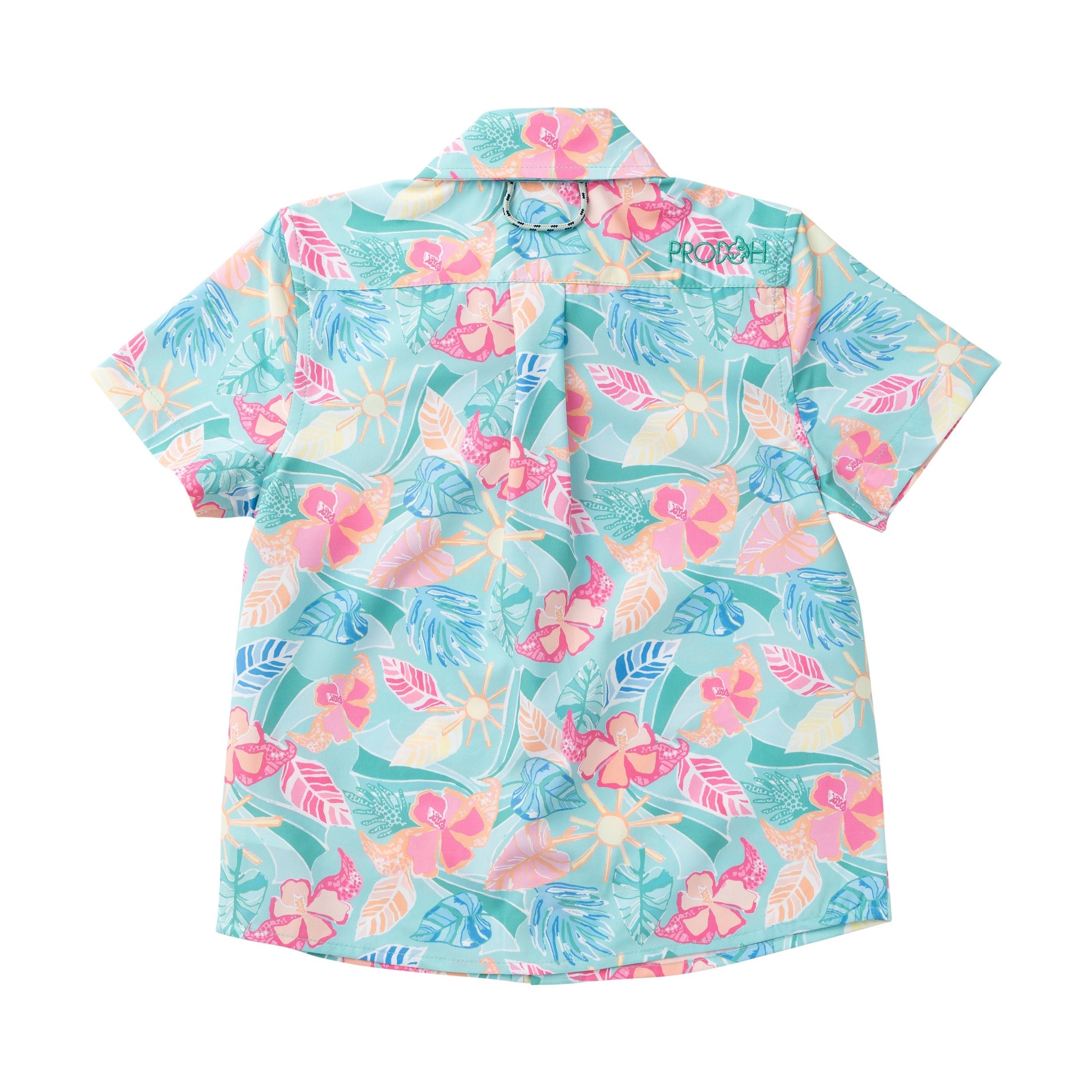 Chemise boutonnée à manches courtes pour garçons — Imprimé palmiers tropicaux