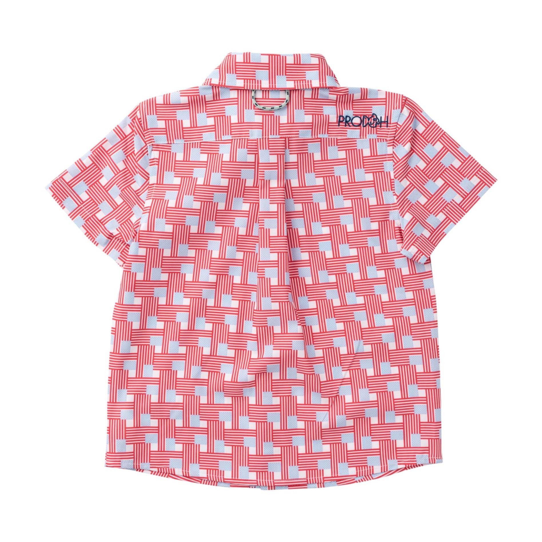 Chemise boutonnée à manches courtes pour garçons – Carreaux drapeau américain