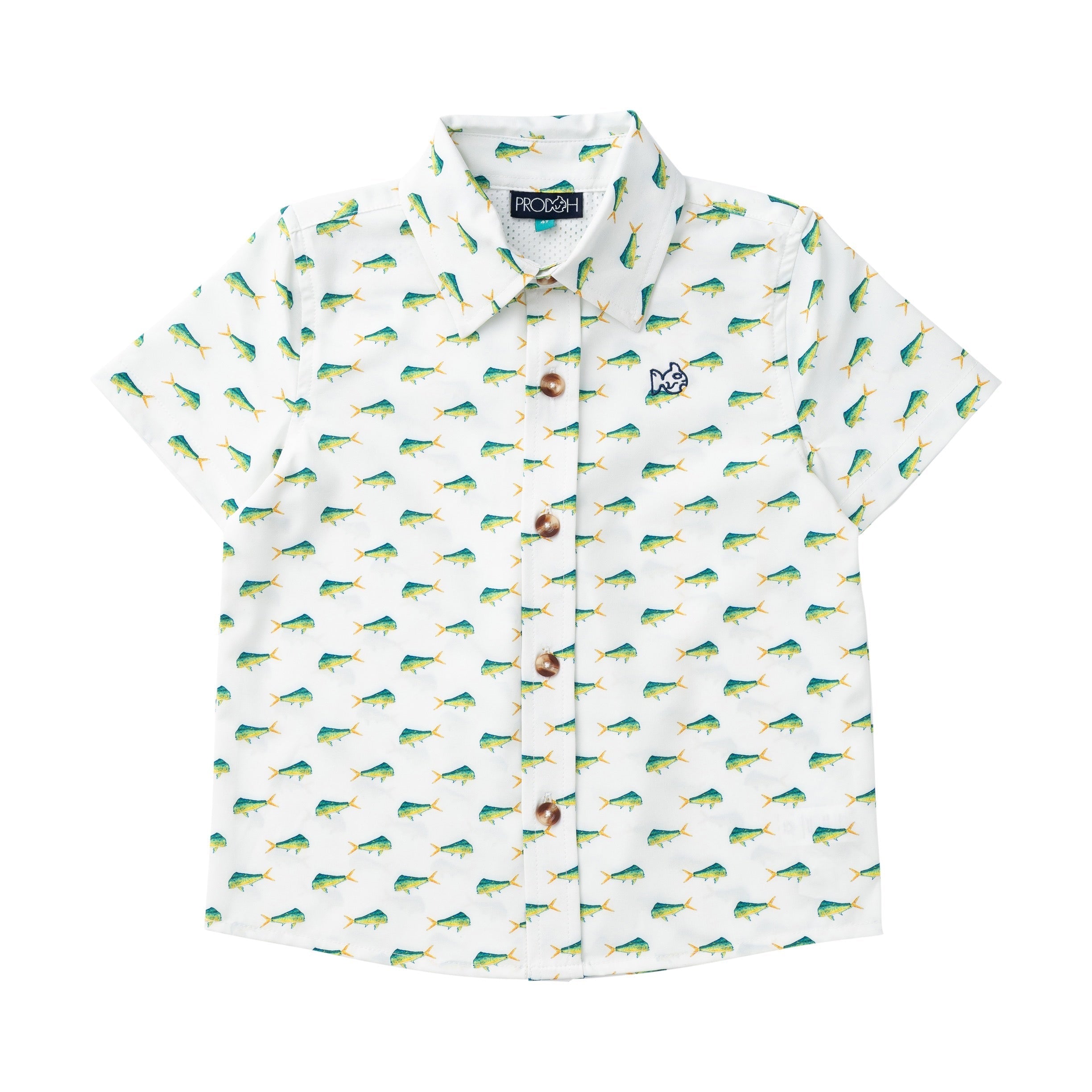 Chemise boutonnée à manches courtes pour garçons – Imprimé mahi-mahi