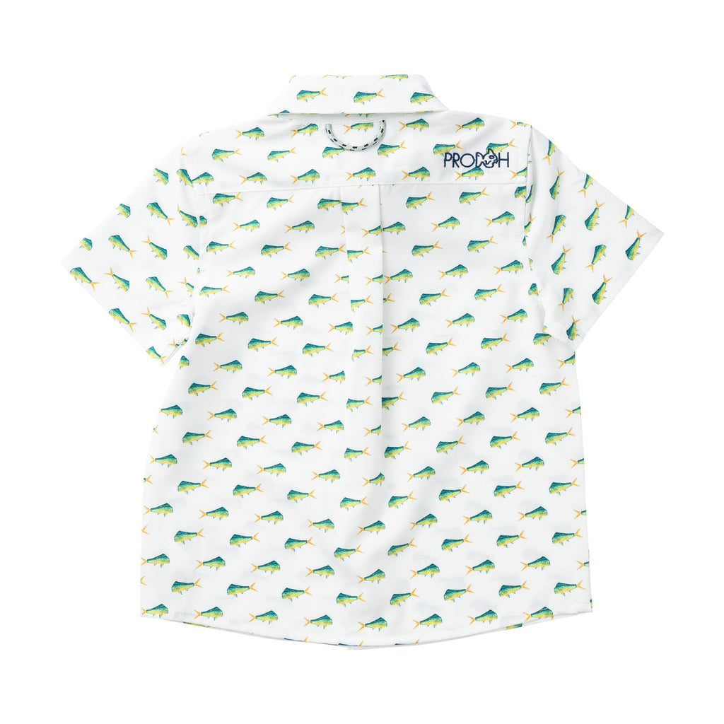 Chemise boutonnée à manches courtes pour garçons – Imprimé mahi-mahi
