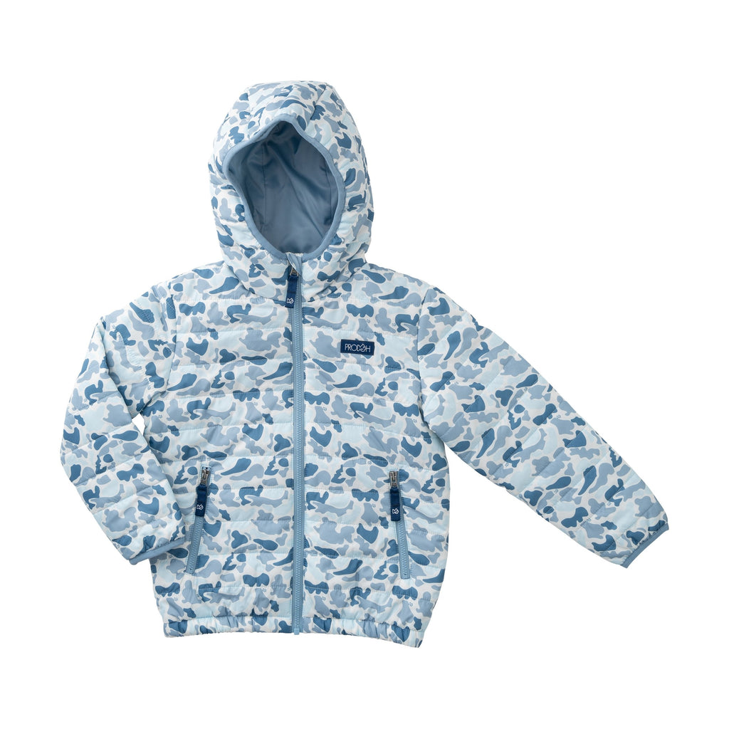 Doudoune à capuche pour garçons, motif camouflage « Blue Break Point »