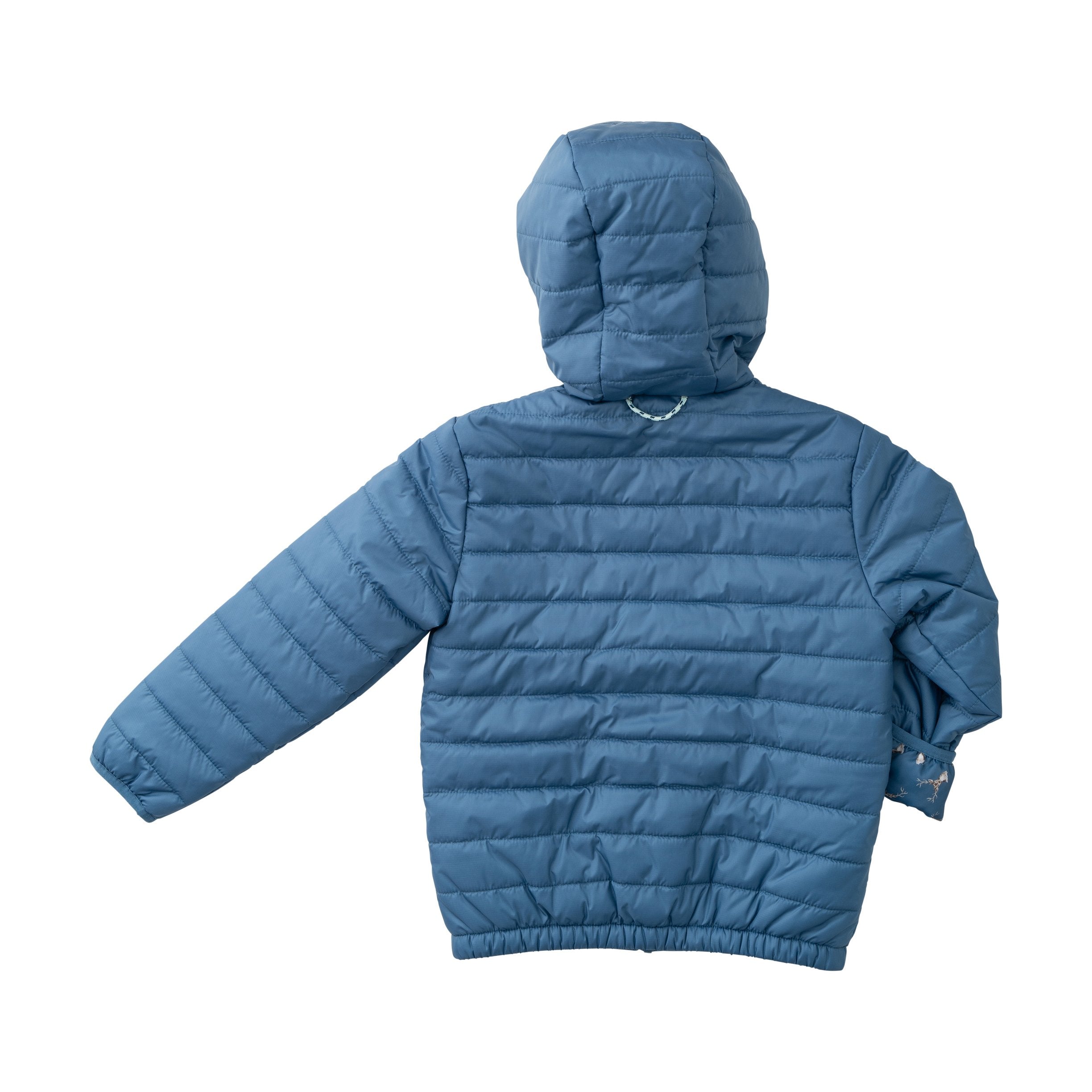 Doudoune à capuche pour garçon en bleu délavé avec doublure imprimée tête de cerf