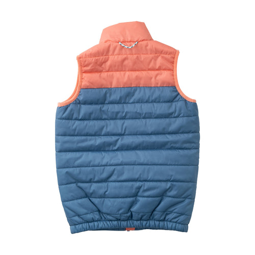 Doudoune sans manches colorblock garçon bleu délavé et orange vif