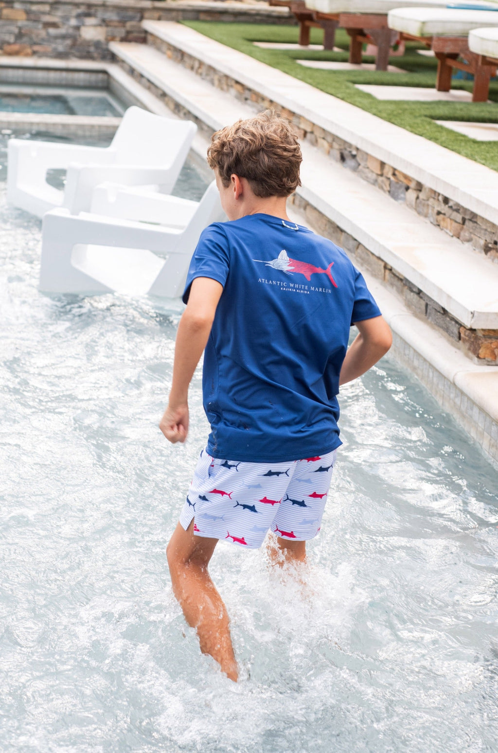 Maillot de bain garçon imprimé rayures espadon