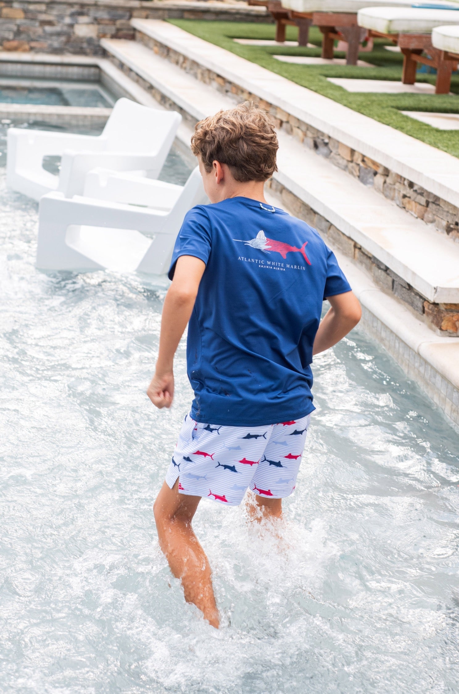 Maillot de bain garçon imprimé rayures espadon