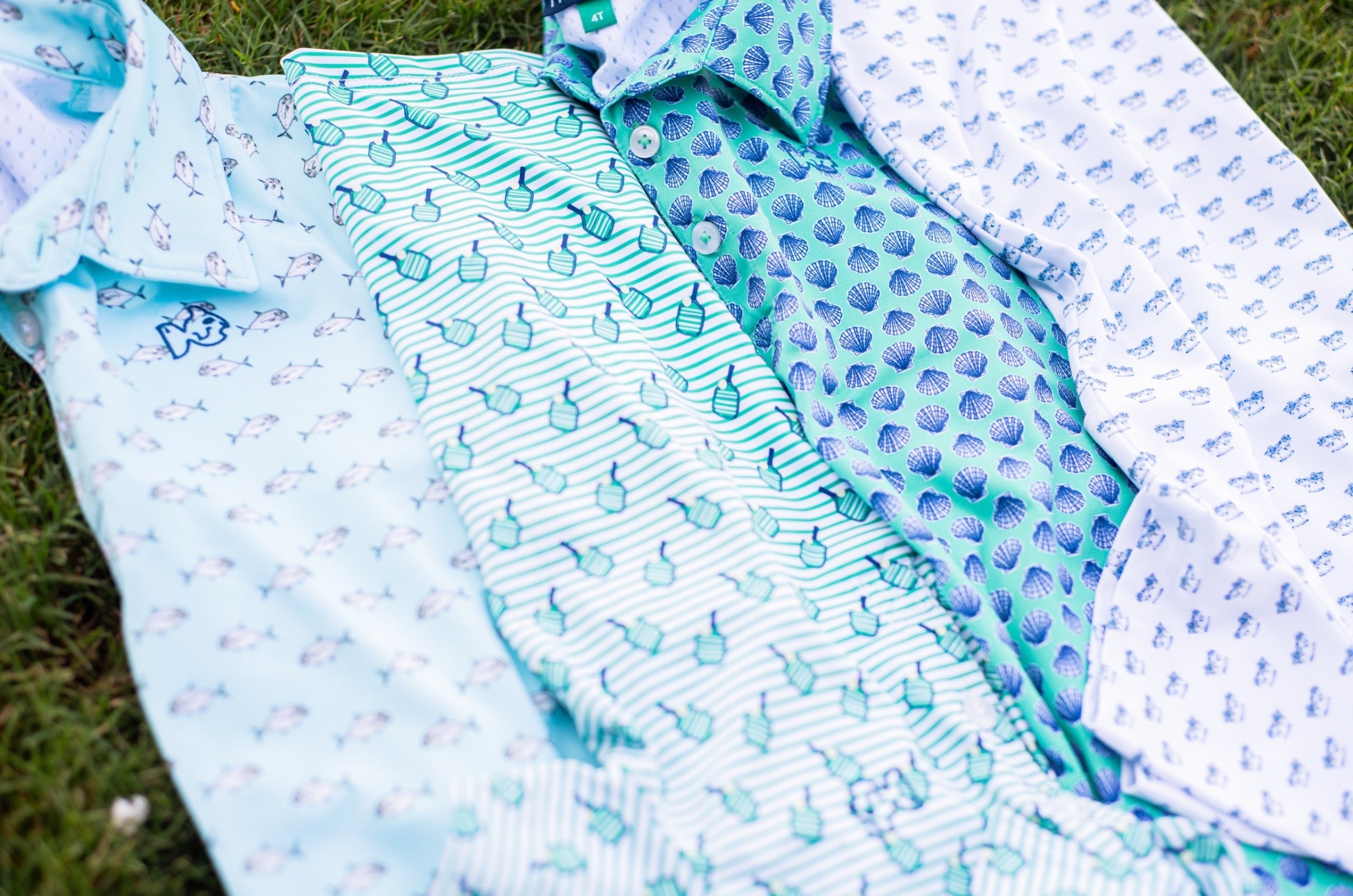 Polo à manches courtes Pro Performance pour garçons - Imprimé coquillage vert marine