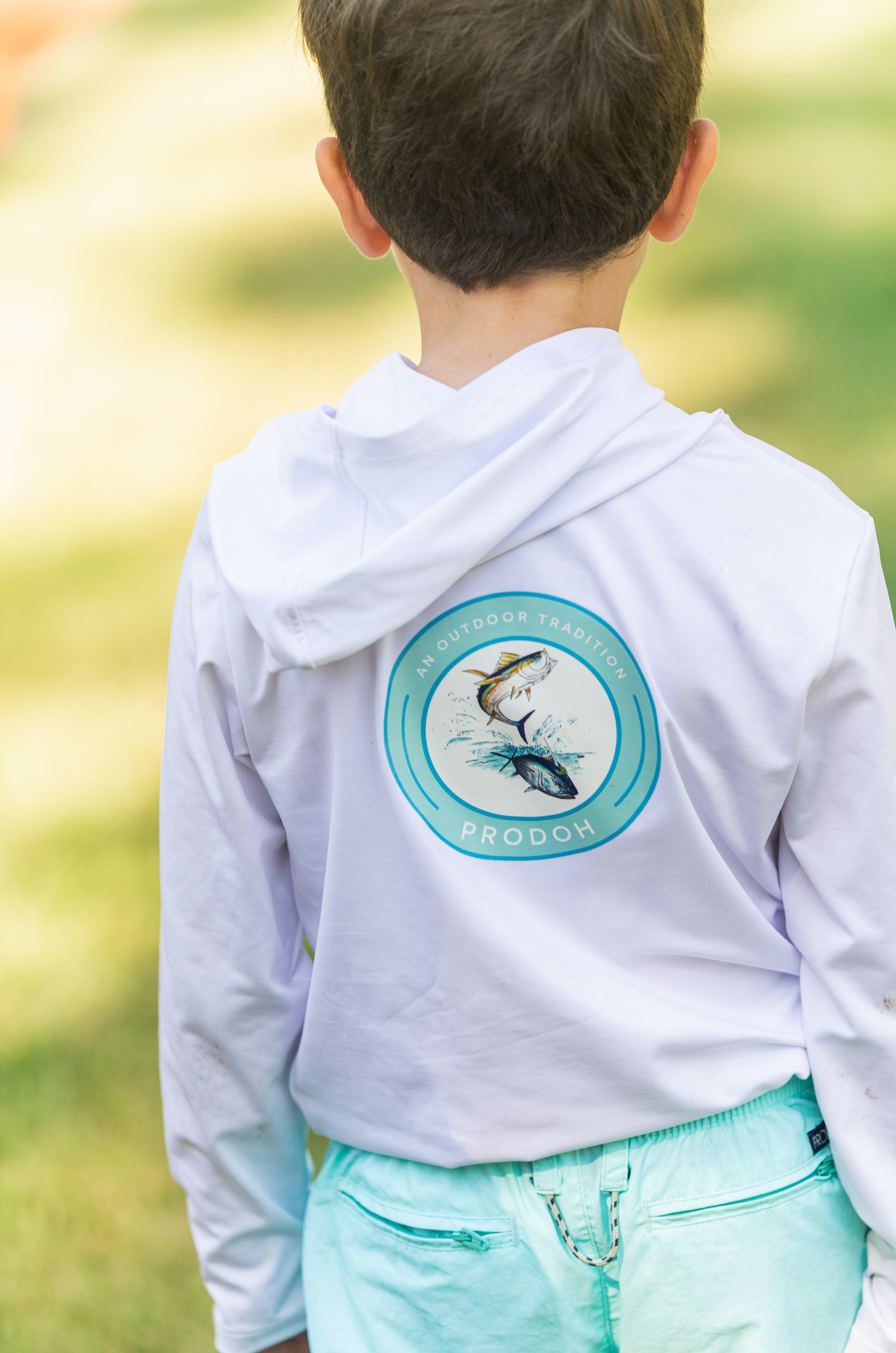 T-shirt à capuche de performance Kid's Pro – Motif de poisson « Offshore Circle »